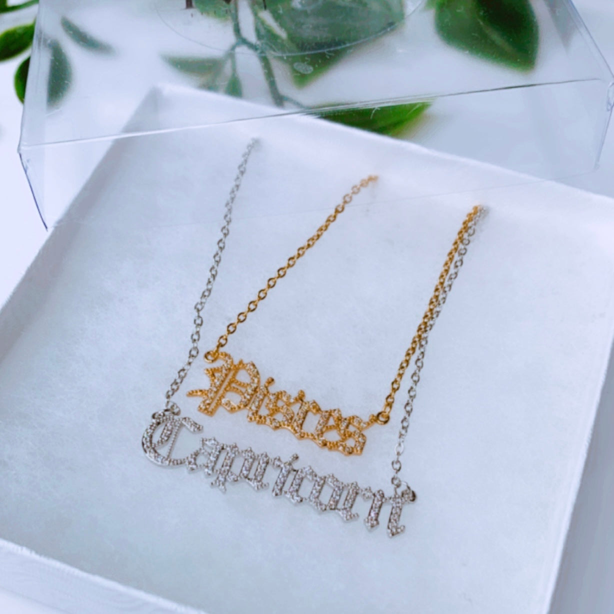 Crystal Zodiac Old English Necklace